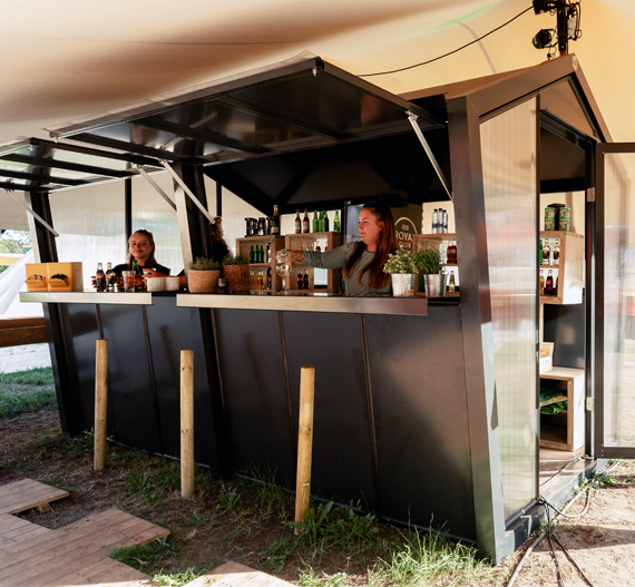 Pentahouse One met uitgifteluik Festival stand kassaunit -modellen